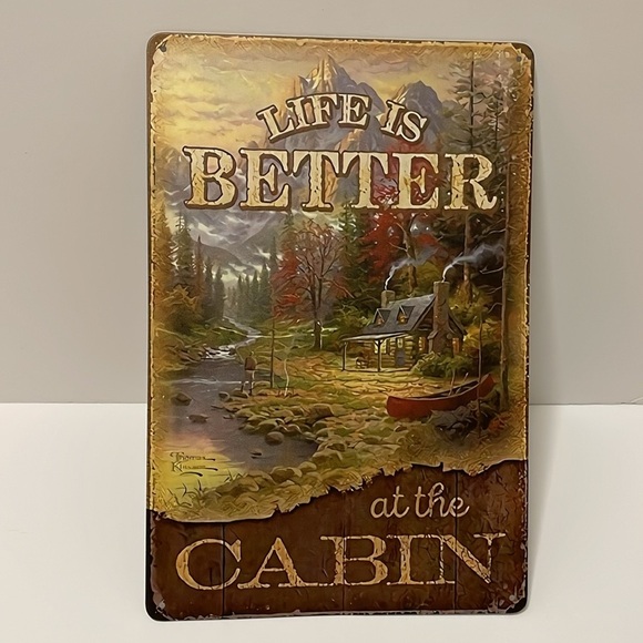 Life is Better at The Cabin Metal Sign Wall Decor 12"x8" New - Picture 5 of 14
